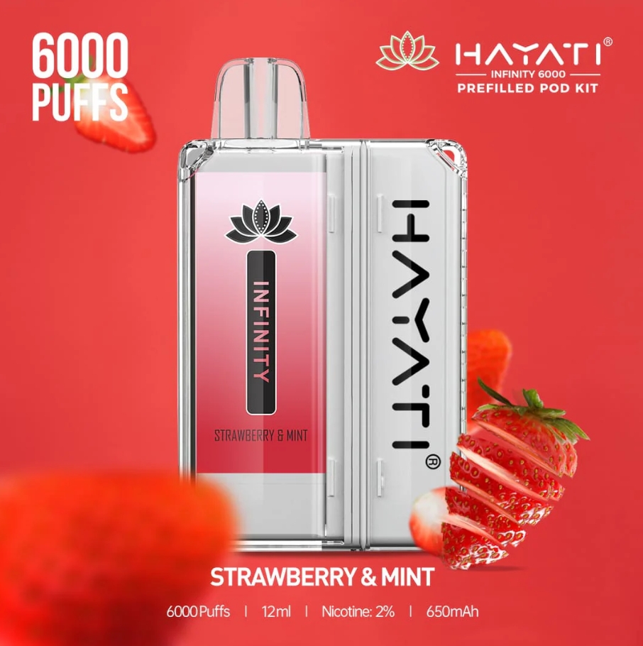 Descoperă Hayati Infinity 6000 Pod Kit Vape - căpșuni și mentă: O experiență de vapat care combină stilul, gustul și tehnologia
