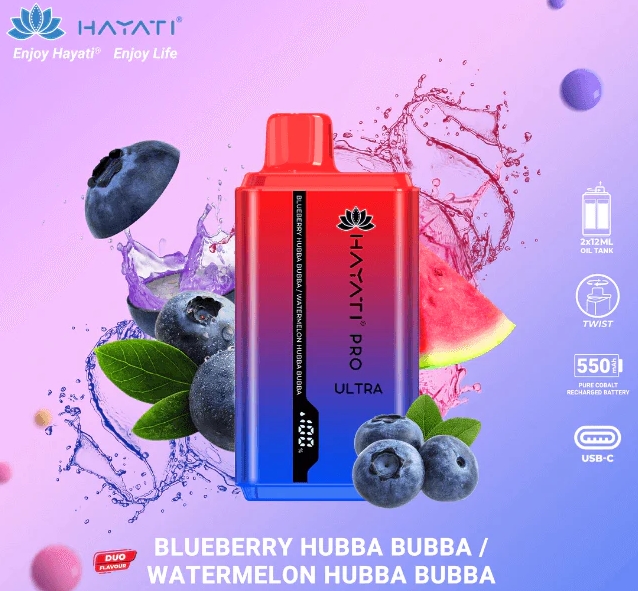 Descoperiți Hayati Pro Ultra 15000 Puffs Vape – O Experiență de Vaping de Neuitat cu Blueberry Hubba Bubba și Watermelon Hubba Bubba