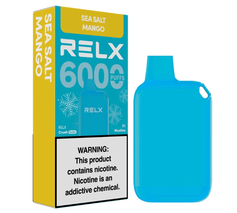 RELX Crush Pocket 6000 Puffs Vape - gheață sare de mare mango: O experiență de vaping revigorantă și modernă